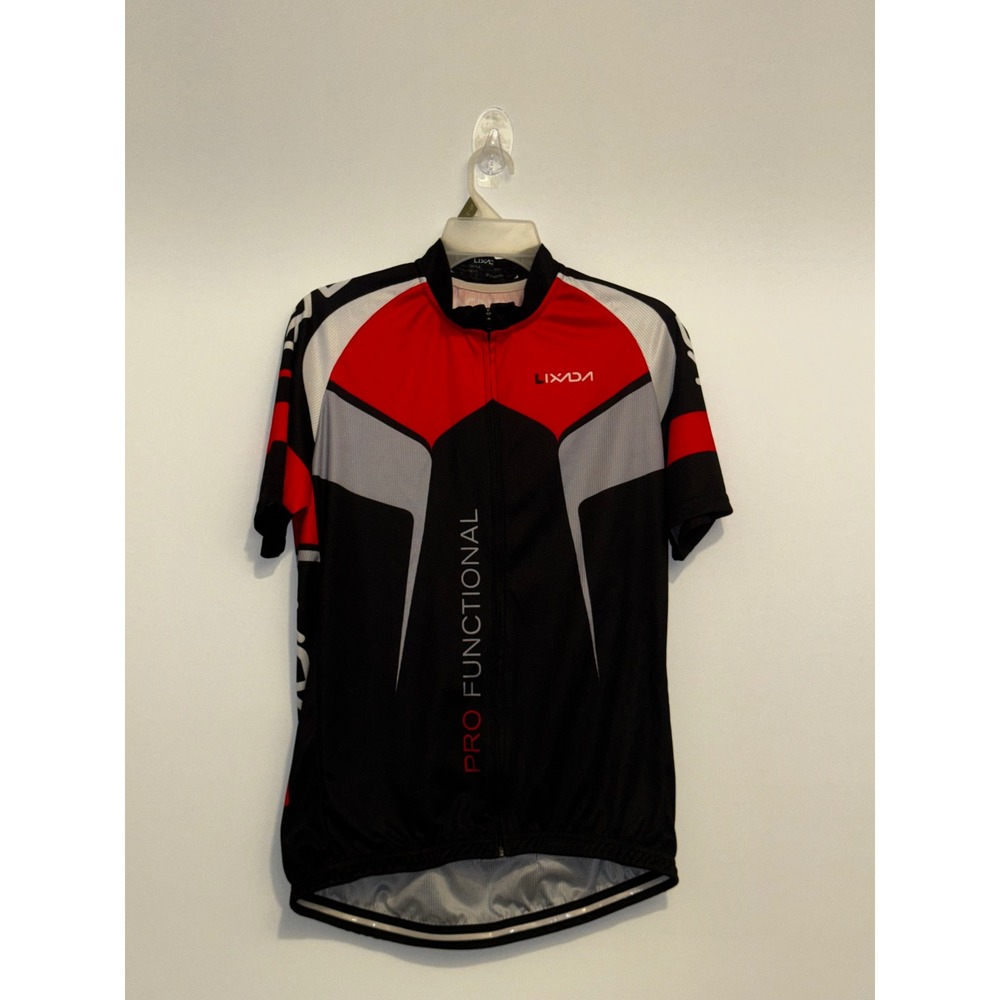 Lixada Pro Functional Cycling Jersey Mens Large Red Black Short Sleeve Bike